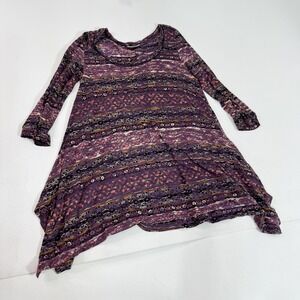 Feather Clothing Shirt Womens 2 Purple Tunic 3/4 Sleeve Sharkbite Made USA